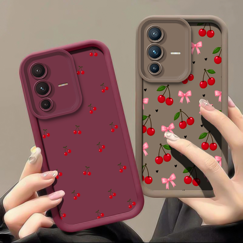 Vivo V40 - Bow Cherry Pattern Phone Case For